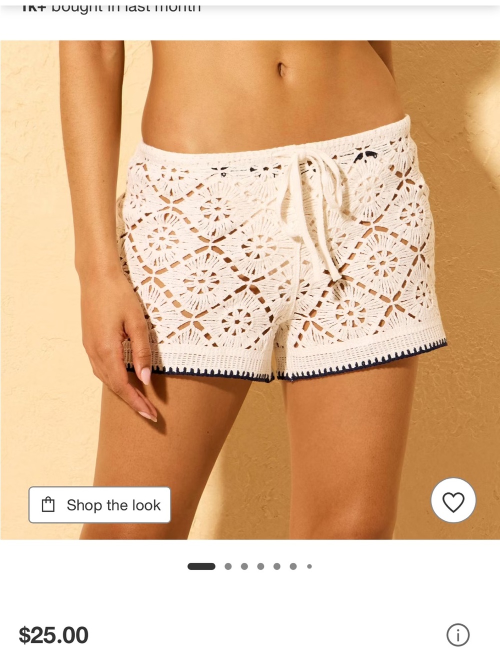 Angel Cream Crochet Swim Cover-Up Shorts with Navy Trim
